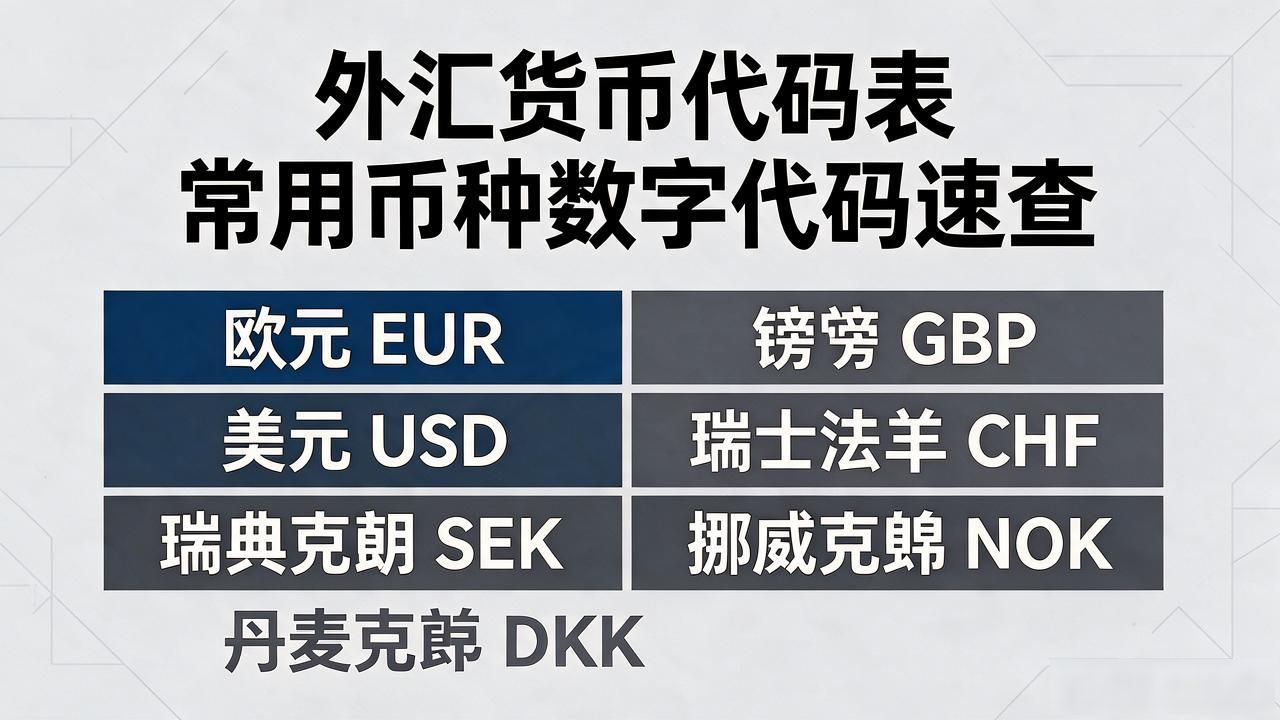 外汇货币代码表 常用币种数字代码速查