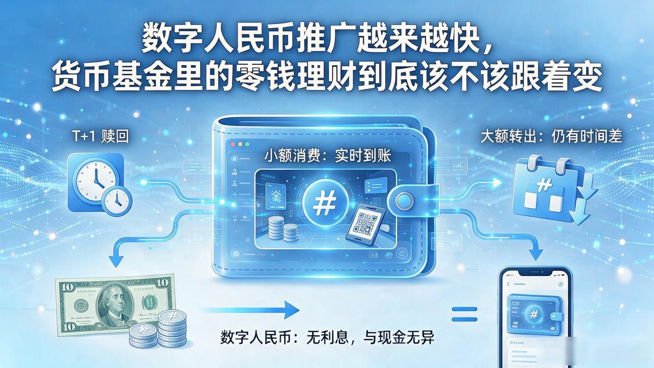 数字人民币推广越来越快,货币基金里的零钱理财到底该不该跟着变