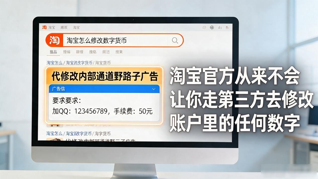 搜"淘宝怎么修改数字货币"的人听我一句劝,这功能压根不存在,别交钱